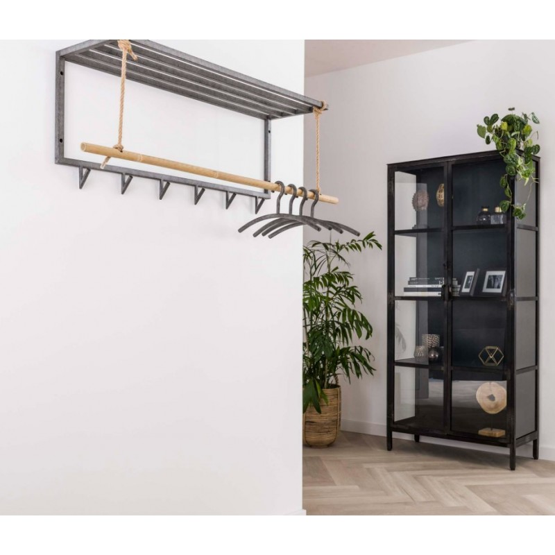 ZI Coatrack metal bamboo hat shelf 6 hooks